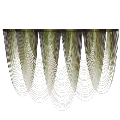 Macrame Wall Hanging Dip-Dyed Green Fiber Art Boho Wall Decor 57" W*41" L - color: Green