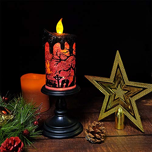 Eldnacele Ghosts Halloween Snow Globe Flameless Candle Battery Operated - color: 2-ghost