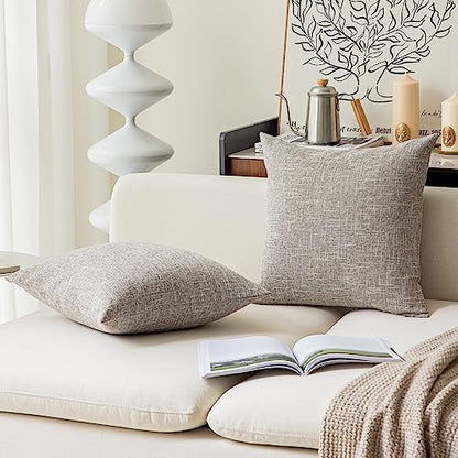 Kevin Textile Pillow Covers Faux Linen Toss Soft Throw Cushion Cases for Couch Sofa Bedroom, Invisible Zipper, 18x18 inches (Set of 2, Sesame Grey) - color: Sesame Grey, size: 18" x 18" (Pack of 2)