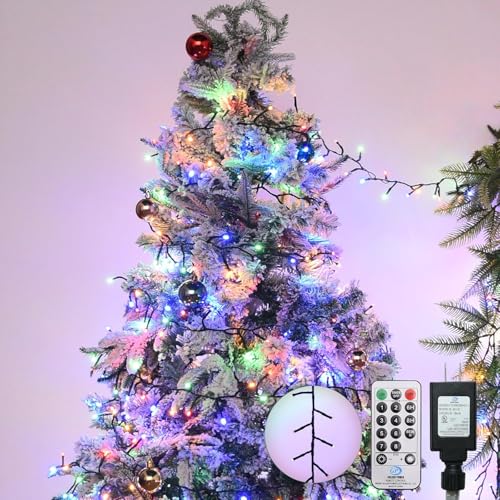 Cluster Lights Christmas 400 Led Fairy Lights Green Wire 49FT Twinkle Lights with Remote 8 Modes String Lights Timer Plug in Firecracker Fairy Lights for Outdoor Valentines Day Decorations,Mixcolor - color: Multicolor, size: 400 LED
