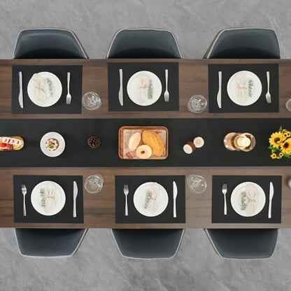 Myir JUN Black Placemats Set of 8 Kitchen and Dining Table Placemats - color: Black, size: Set of 8