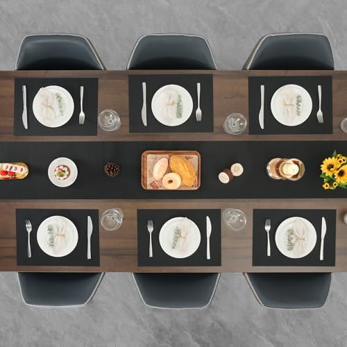 Myir JUN Black Placemats Set of 4 Kitchen and Dining Table Placemats - color: Black, size: Set of 4