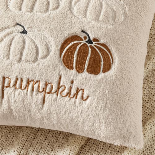 MIULEE Fall Pumpkin Pillow Covers 18x18 Beige Fall Decor - color: Beige, size: 18" x 18" (Pack of 2)