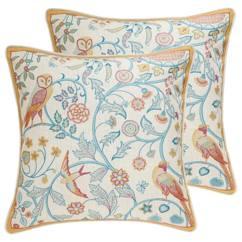 patdrea French Linen Throw Pillow Cover,18"x18",Set of 2-Magnolia A - color: Magnolia a, size: 18" x 18" (Pack of 2)