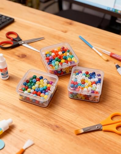 LJY 100 Clear Square Plastic Boxes, 1.77 x 1.77 x 0.8 in for Repair Parts - color: Transparent, size: Single Size (1.77 x 1.77 x 0.8 inch)