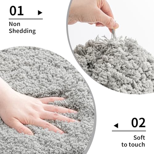 Disolla Gray Bathroom Rugs 20x32, Microfiber Non-Slip Plush Thick Bath Mat - color: Grey, size: 1'8" x 2'8" (20''x32'' Bathroom Rug)