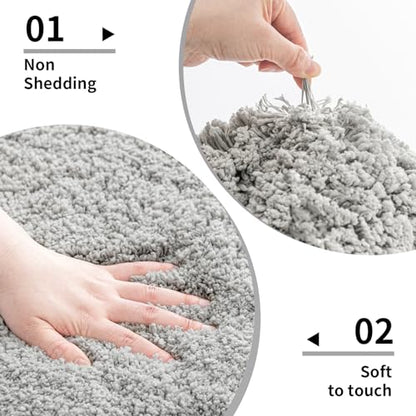 Disolla Toilet Rug 22x24 Gray, Non-Slip Soft Toilet Mat U-Shaped Washable - color: Grey, size: 1'10" x 2' (22''x24'' Toilet Rug)
