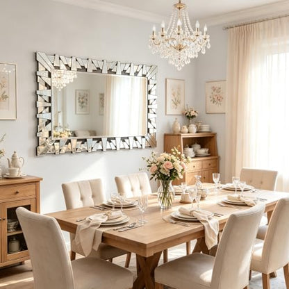 40" x 28" Large Wall Mirror with Glass Frame for Living Room - size: 40"L x 28"W