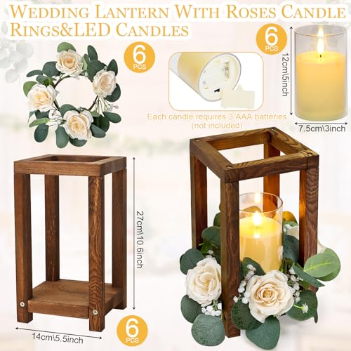 18 Pcs Wooden Lantern Centerpiece - color: Champagne, size: 6 Sets