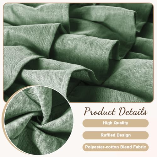 FUANGUI Ruffled Valance Curtain 52" W x 18" L Pleated Kitchen Valance - color: Sage Green, size: 52"W x 18"L (Pack of 1)