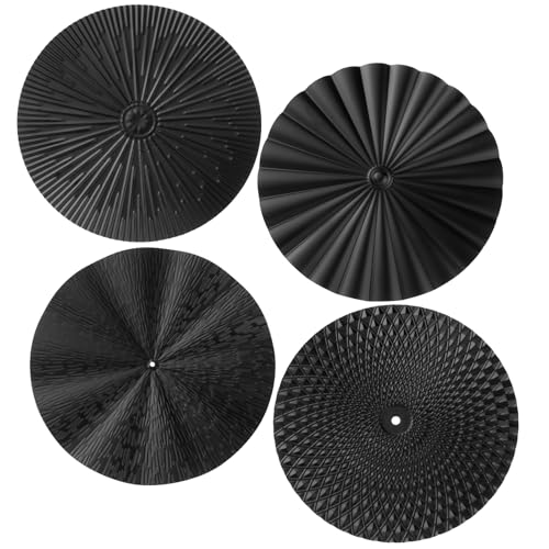 Hicarer 4 Pcs 12 Inch Black Metal Wall Art Decor Modern Sunburst Decor | Sculpture Hanging Artwork, Metallic Finish, Lightweight, Easy Installation, for Home Living Room Bedroom Office Bathroom Gift - color: Black
