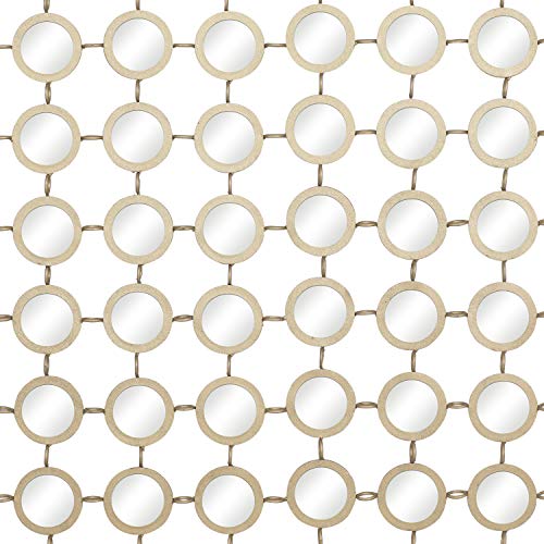 Deco 79 Metal Geometric Room Wall Mirror Entryway Mirror with Grid Pattern, Wall Mounted Mirror 40" x 2" x 40", Gold, 39 by 39"