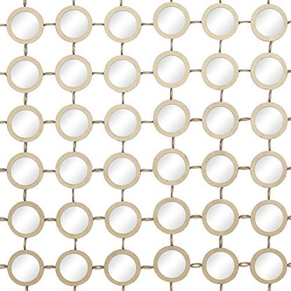 Deco 79 Metal Geometric Room Wall Mirror Entryway Mirror with Grid Pattern, Wall Mounted Mirror 40" x 2" x 40", Gold, 39 by 39"
