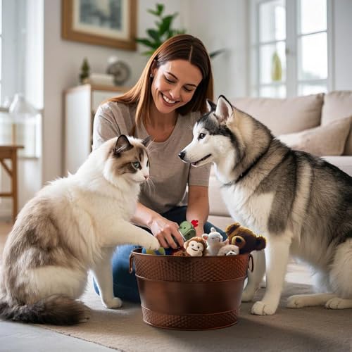 Copper Metal Dog Toy Storage Bin, 15-Quart