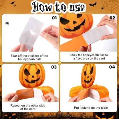 Faccito 9 Pcs Halloween Pumpkin Honeycomb Centerpieces Table Decorations - style: Cute