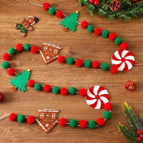 Jansun 8.2 Ft Felt Christmas Garland - color: Red Green White