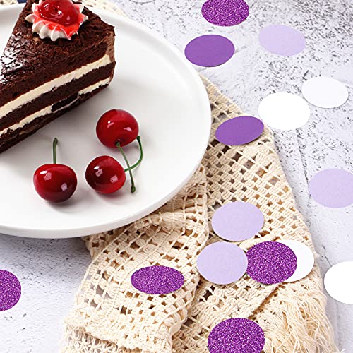 300pcs Glitter Purple Lavender White Confetti Graduation 2026 Gender Reveal Table Confetti Bridal Baby Shower Wedding Christmas Birthday Party Decoration Paper Dot Lasting Surprise - color: Purple Lavender White
