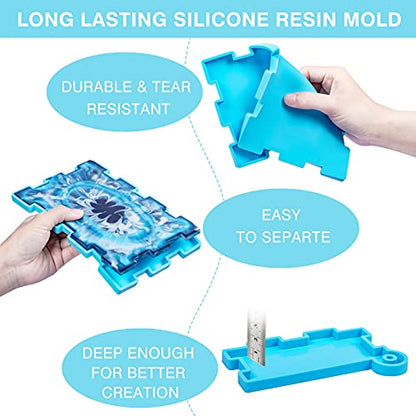 Resin Rectangle Box Mold for Dominoes, Epoxy Silicone Container with Lid