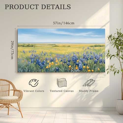 crmotu Nature Oversized Canvas Art, Rustic Meadow Scenic Prints 29"x57" - color: Coastal Wilderness, size: 57"L x 29"W