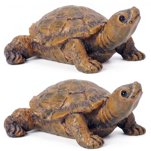 2-Pack Mini Turtle Figurines, Outdoor Resin Garden Statues