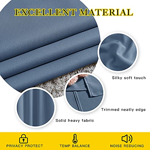NICETOWN Bedroom Blackout Curtains and Drapes 54" L - Window Treatment Thermal Insulated Solid Grommet Blackout Draperies for Home Office (Stone Blue, 2 Panels=92" Wide) - color: Stone Blue, size: 46"W x 54"L (Pack of 2)