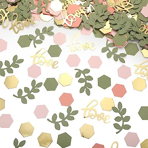 Kathfly 500 Pcs Greenery Wedding Table Confetti, Lavender‑sage - color: Gold, Tea Green, Light Pink, Crimson