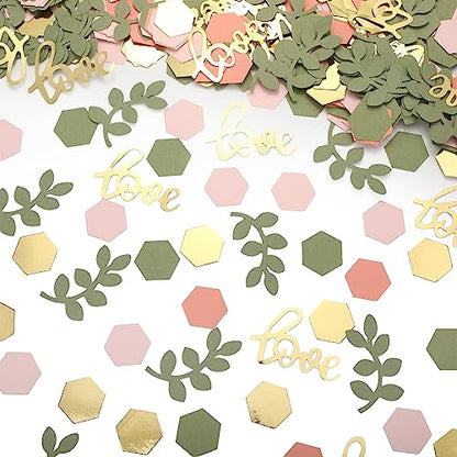 Kathfly 500 Pcs Greenery Wedding Table Confetti, Lavender‑sage - color: Gold, Tea Green, Light Pink, Crimson