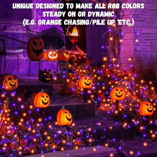 100LED Halloween String Lights 33 Ft Orange Purple Twinkle Light with 8 Modes Waterproof for Indoor Outdoor Party Garden Decor - color: Orange & Purple, size: 33FT 100LED