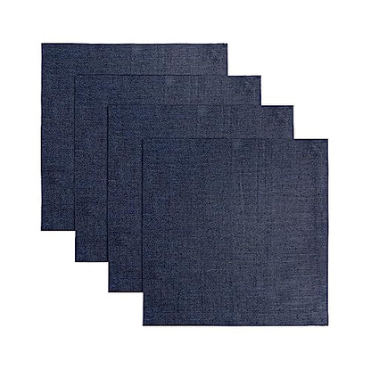 Solino Home 100% 순수 리넨 플레이스 매트 네이비, 아테나 35.6 x 35.6cm(14 x 14인치), 4개 세트 - color: 08: 네이비 샴브레이, size: 14" X 14" (Set of 4)
