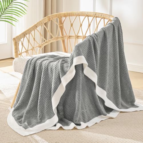 BEDELITE Soft Cozy Chenille Waffle Knit Throw Blanket,Farmhouse Boho - color: Grey, size: Twin(60"x80")