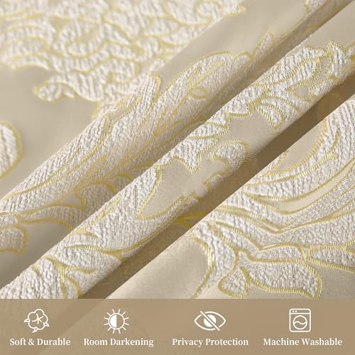 Loom and Mill Elegant Damask Valances for Windows, Apricot Beige, 54"x18" - color: Alps-apricot Beige