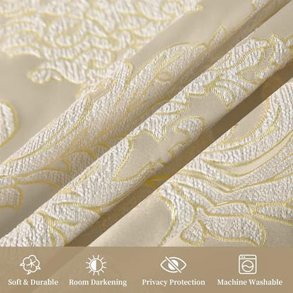 Loom and Mill Elegant Damask Valances for Windows, Apricot Beige, 54"x18" - color: Alps-apricot Beige