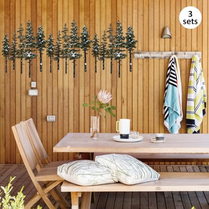 ESTART White Green Metal Pine Tree Wall Art, Metal Tree Wall Decor - color: White green