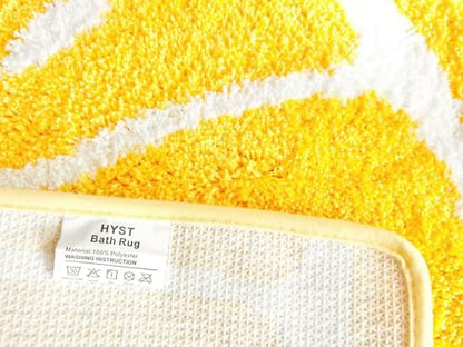 Lemon Bathroom Rug Yellow Semi-Circle Tufted Mat Anti-slip Water-Absorbent - color: Yellow, size: 1'6" x 2'2" (Semicircular)