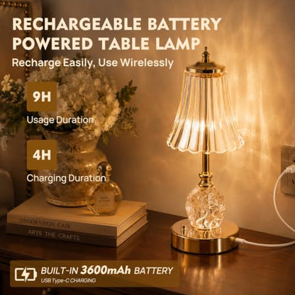 Flower Battery Operated Rechargeable Lamp Cordless, Skirt, Amber - color: Amber-Skirt