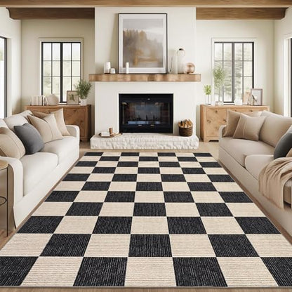 Garvee Large Rugs for Living Room 10x13 Modern Rug Washable Rugs, Black - color: Checkered - Black, size: 10' x 13' (Rectangular)