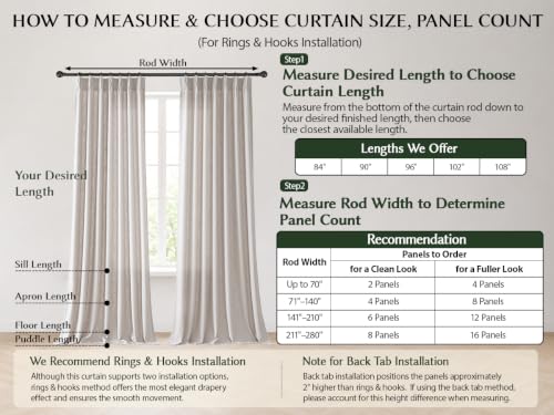 Semi Sheer Pinch Pleated Linen Curtains for Living Room 84 Inches, Greige - color: Greige, size: 40"W x 84"L (Pack of 2)