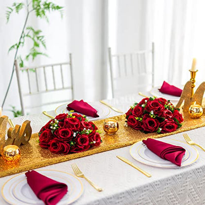 Flower Centerpieces for Wedding Tables: Crimson, 2 Packs - color: Crimson