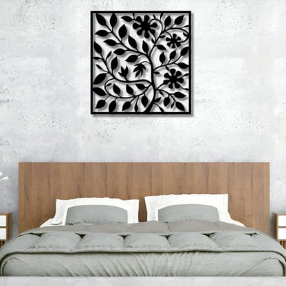 Metal Wall Decor | 17'' x 17'' x 0.05'' Leaves and Branches Art Themed Wall Decorations | Handmade Indoor and Outdoor Wall Art (17'' x 17'', Leaves and Branches, Black) - size: 17'' x 17'', style: Leaves and Branches