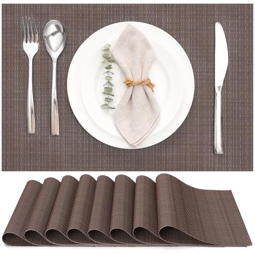 Myir JUN Placemats Set of 8 Kitchen and Dining Table Placemats - color: Coffee, size: Set of 8