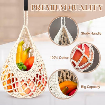Honeydak 3 Hanging Baskets, Cream, Open Mesh Teardrop - color: Cream, style: Open Mesh Teardrop