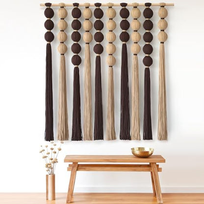 Macrame Wall Hanging Large Boho Wall Decor Natural Brown Khaki 39"W*39"L - color: Brown Khaki