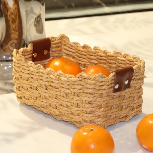 QINGTUHONE Woven Paper Rope Wicker Basket for Organizing(Set of 3,Desert) - color: Desert color