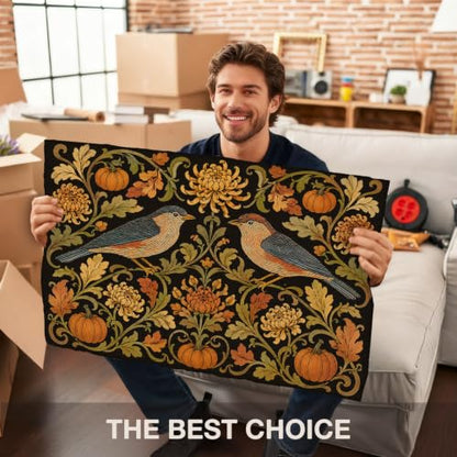 Fall Bird Pumpkin Faux Coco Coir Doormat Door Mat 17x30 Inch - color: Fall Bird