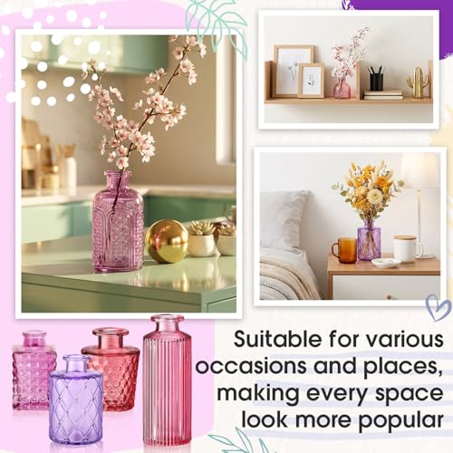 Yaomiao 30 Pcs Glass Bud Vases Centerpieces, Pink Purple Red Series - color: Pink Purple Red Series