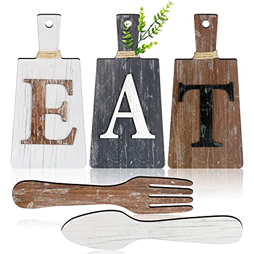 Jetec Cutting Board Eat Sign Set Wall Decor, White, Grey, Dark Brown - color: White, Grey, Dark Brown