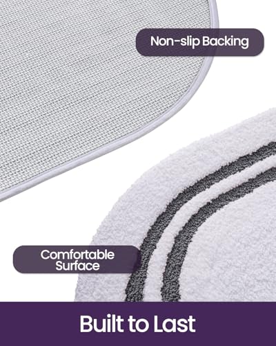 DEXI Oval Bath Mats for Bathroom Non Slip, 30x17 Bath Mat, Dark Grey - color: Dark Grey, size: 30" X 17" (Oval)