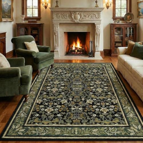 GarveeHome Washable Christmas Rugs 8x10 for Living Room Bedroom Green Black - color: Green Black, size: 8' x 10' (Rectangular)