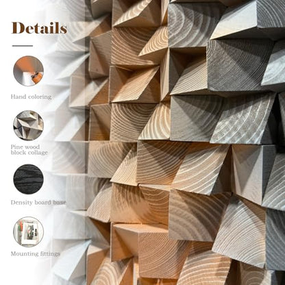 LIUZEYUE Extra-large circular wooden mosaic, huge circular mosaic - color: Blue+Beige+Coffee, size: Ø 59"