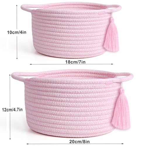 Small Gift Basket Empty to Fill, 2 Pack, Mini Woven Basket, Pink - color: Pastel Pink, size: 2 Pack